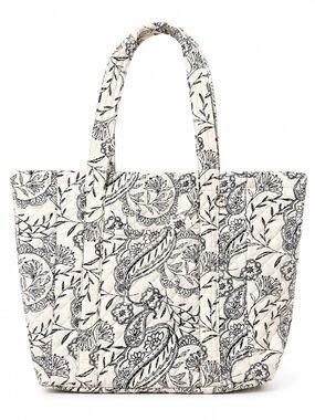 Universal Thread Quilted Paisley Floral Tote - Ivory & Black
